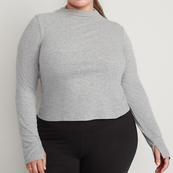 4X - Old Navy | Reversible UltraLite Mock-Neck Rib-Knit Ruched Top - Picture 2 of 2